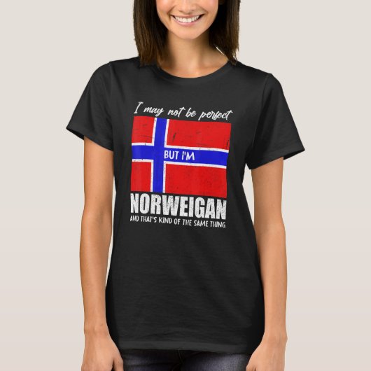 ノルウェープライドスカンジナビアノルウェー誇りを持った国旗 Tシャツ (正面)
