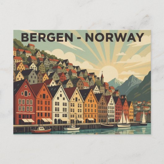 ノルウェーベルゲン ヴィンテージ トラベル ポストカード (正面)