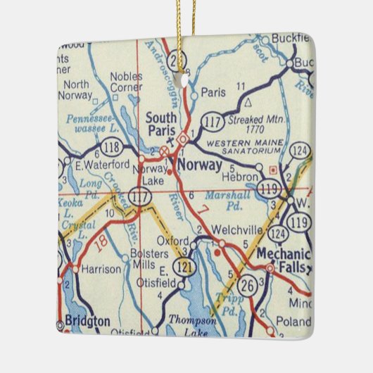 ノルウェーメインヴィンテージの地図 セラミックオーナメント (左)