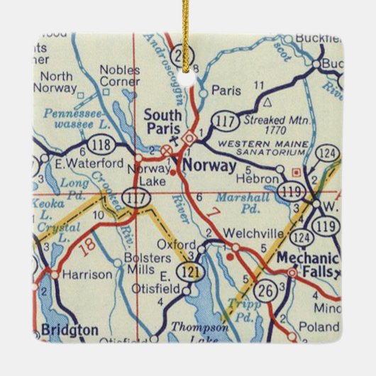 ノルウェーメインヴィンテージの地図 セラミックオーナメント (裏面)