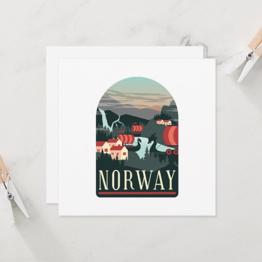 ノルウェーランドスケープヴィンテージ旅行案内応答カード カード (正面/裏面インサイチュ)