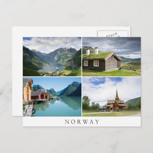 ノルウェーランドスケープ文字葉書 ポストカード (正面/裏面)