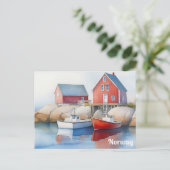 ノルウェーロフォテン諸島ウォーターカラーノルウェー旅行 ポストカード (スタンド正面)