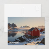 ノルウェーロフォーテン島の赤い小屋への旅 ポストカード (正面/裏面)