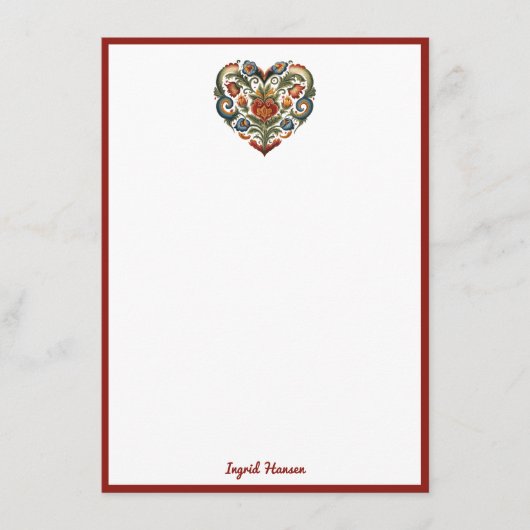 ノルウェーローズマリングフォークアートハートエンクロージャカー エンクロージャーカード (正面)