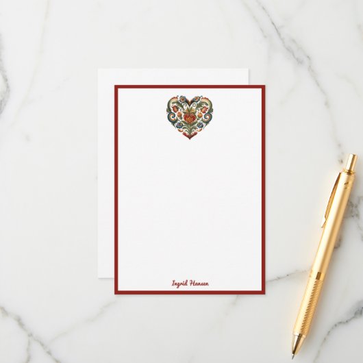 ノルウェーローズマリングフォークアートハートエンクロージャカー エンクロージャーカード (正面/裏面インサイチュ)