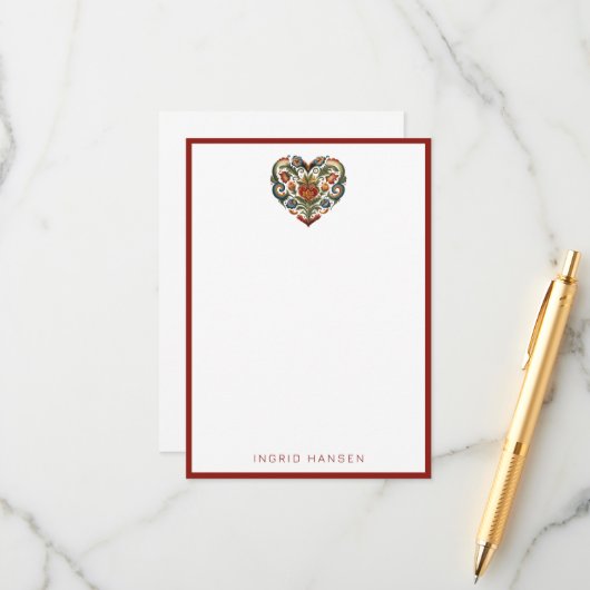 ノルウェーローズマリングフォークアートハートエンクロージャカー エンクロージャーカード (正面/裏面インサイチュ)