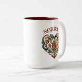 ノルウェーローズマリングフォークアートハートツートーンコーヒー ツートーンマグカップ (正面右)