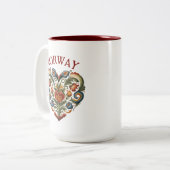 ノルウェーローズマリングフォークアートハートツートーンコーヒー ツートーンマグカップ (正面左)