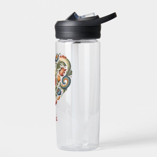 ノルウェーローズマリングフォークアートハート ウォーターボトル (左面)