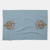 ノルウェーローズマリングフォークアートハート キッチンタオル (横)