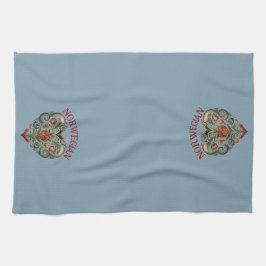 ノルウェーローズマリングフォークアートハート キッチンタオル