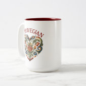 ノルウェーローズマリングフォークアートハート ツートーンマグカップ (正面左)