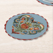 ノルウェーローズマリングフォークアートハート ペーパーコースター (アングル)