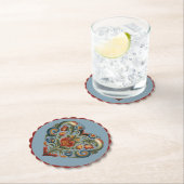 ノルウェーローズマリングフォークアートハート ペーパーコースター (インサイチュ)