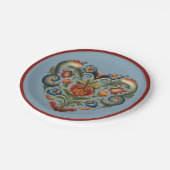 ノルウェーローズマリングフォークアートハート ペーパープレート (アングル)