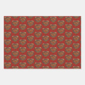 ノルウェーローズマリングフォークアートハート ラッピングペーパーシート (正面3)