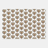 ノルウェーローズマリングフォークアートハート ラッピングペーパーシート (正面2)