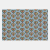 ノルウェーローズマリングフォークアートハート ラッピングペーパーシート (正面)