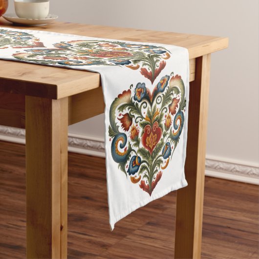 ノルウェーローズマリングフォークアートハート ロングテーブルランナー (インサイチュ)