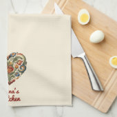 ノルウェーローズマリングフォークアートパーソナライズされたハート キッチンタオル (四つ折り)