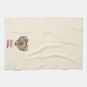 ノルウェーローズマリングフォークアートパーソナライズされたハート キッチンタオル (横)