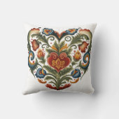 ノルウェーローズマリングフォークアートパーソナライズされたハート クッション (裏面)