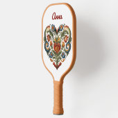 ノルウェーローズマリングフォークアートパーソナライズされたハート ピックルボールラケット (左)