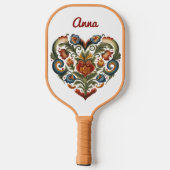 ノルウェーローズマリングフォークアートパーソナライズされたハート ピックルボールラケット (裏面)