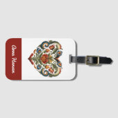 ノルウェーローズマリングフォークアートパーソナライズされたハート ラゲッジタグ (正面横)