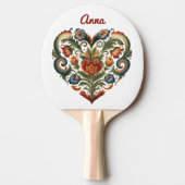 ノルウェーローズマリングフォークアートパーソナライズされたハート 卓球ラケット (正面)