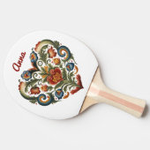 ノルウェーローズマリングフォークアートパーソナライズされたハート 卓球ラケット (横)