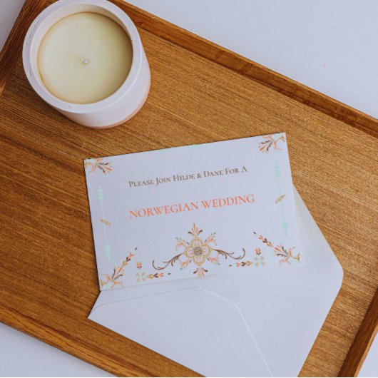 ノルウェーローズマリングフォークアート結婚式招待状 招待状