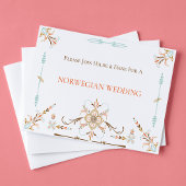 ノルウェーローズマリングフォークアート結婚式招待状 招待状