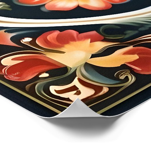 ノルウェーローズマリング装飾フォークアート ポスター (角)