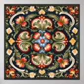 ノルウェーローズマリング装飾フォークアート ポスター (正面)