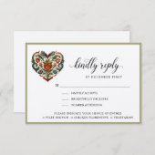 ノルウェーローズマリンハート |返信 |食事のオプション 出欠カード (正面/裏面)