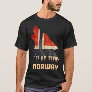 ノルウェーヴィンテージ国旗ウルフスカンジナビアノルゲデミテリ Tシャツ