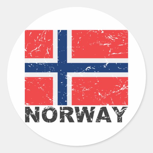 ノルウェーヴィンテージ国旗 ラウンドシール (正面)