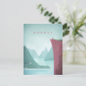 ノルウェーヴィンテージ旅行ポスター – アートポストカード ポストカード (スタンド正面)