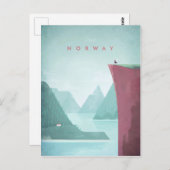 ノルウェーヴィンテージ旅行ポスター – アートポストカード ポストカード (正面/裏面)