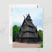 ノルウェー中世ステーブ教会、オスロ、ノルウェー ポストカード (正面/裏面)