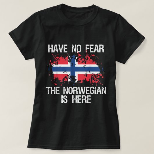 ノルウェー人がここにいる恐れはないノルウェープライドF Tシャツ (デザイン正面)