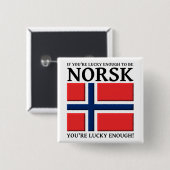 ノルウェー人でラッキー Button Badge 缶バッジ (正面&裏面)