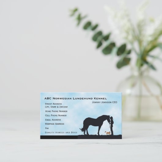 ノルウェー人のLundehundの西部のシルエット 名刺 (スタンド正面)