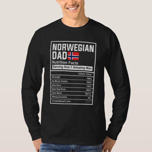 ノルウェー人パパの栄養成分表示 父の日 Tシャツ (正面)