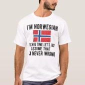 ノルウェー伝統ノルウェールーツノルウェー国旗 Tシャツ (正面)