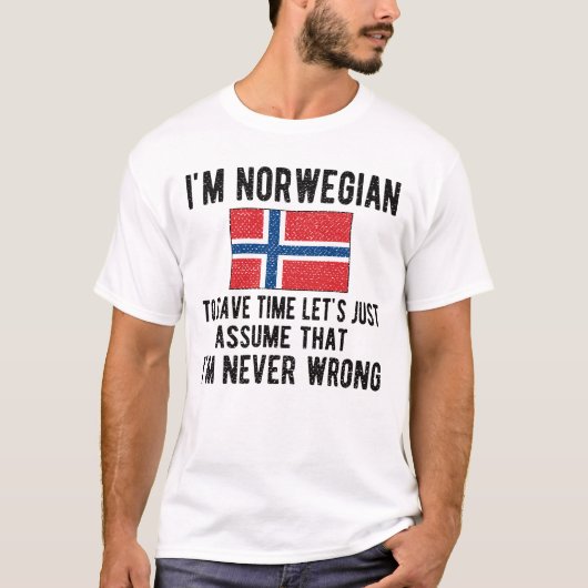 ノルウェー伝統ノルウェールーツノルウェー国旗 Tシャツ (正面)