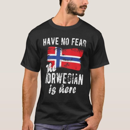 ノルウェー伝統ノルウェールーツノルウェー国旗 Tシャツ (正面)