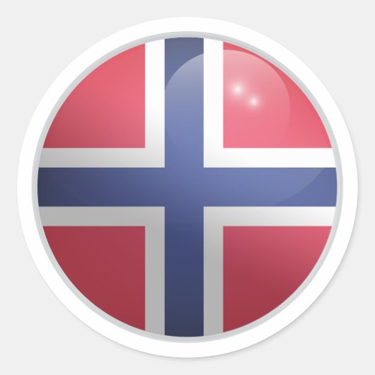 ノルウェー光沢サークルフラグ ラウンドシール (正面)